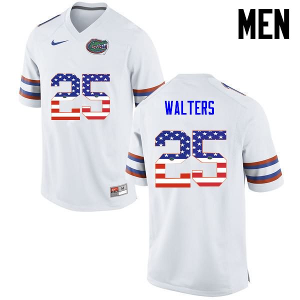 Men's NCAA Florida Gators Brady Walters #25 Stitched Authentic USA Flag Fashion Nike White College Football Jersey RCH4565PP